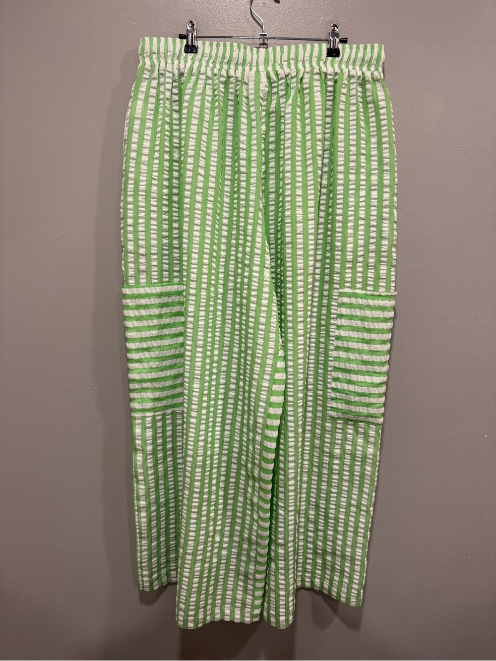 Oddi Wide Leg Green and White Wide Leg Pant Size 1x - Picture 4 of 8